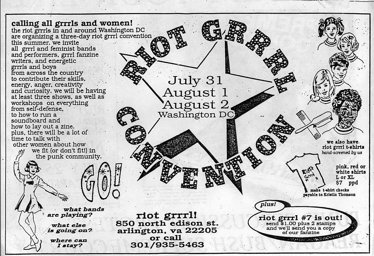 Volantino della prima convention Riot Grrrl